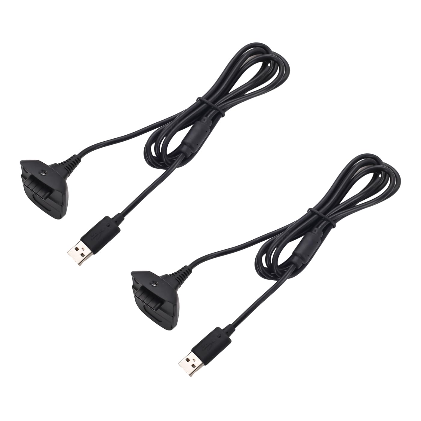 DUNSIHUI 2PCS Black USB Charging Cable Wire Replacement Charger Compatible with Xbox 360 / Xbox 360 Slim Wire Less Game Controllers Charge and Play Kit USB Charging Cable Wire Replacement