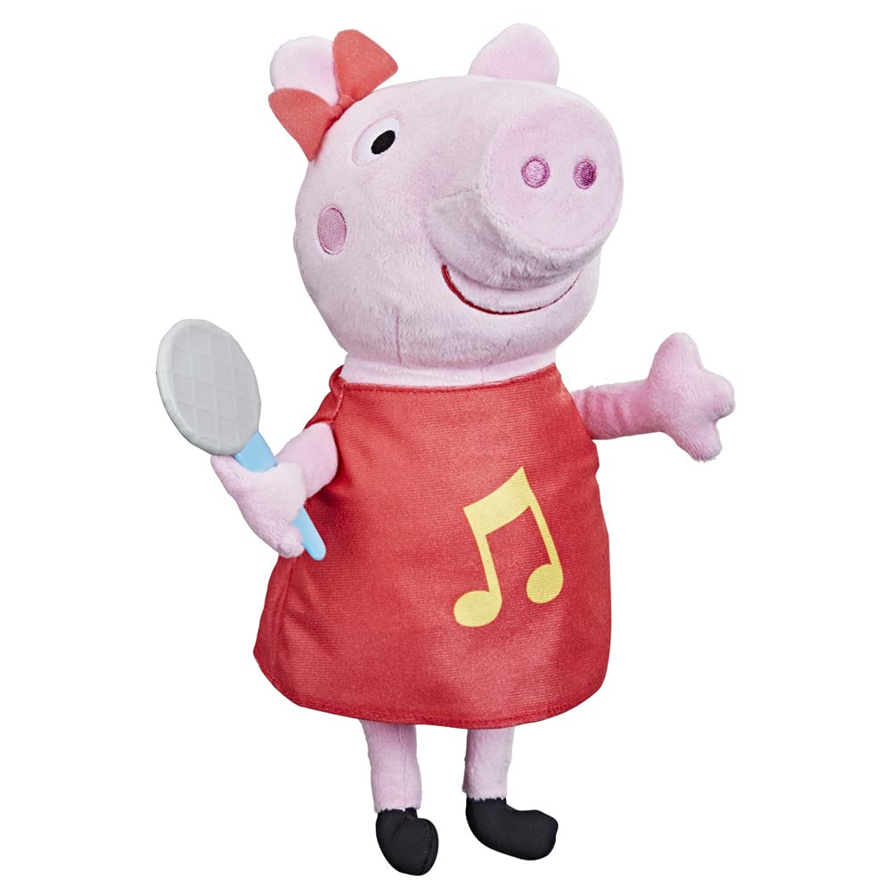 Peppa Pig Singing Peppa Soft Toy with Red Glitter Dress and Bow Sings 3 Songs, Age 3 Years and Above