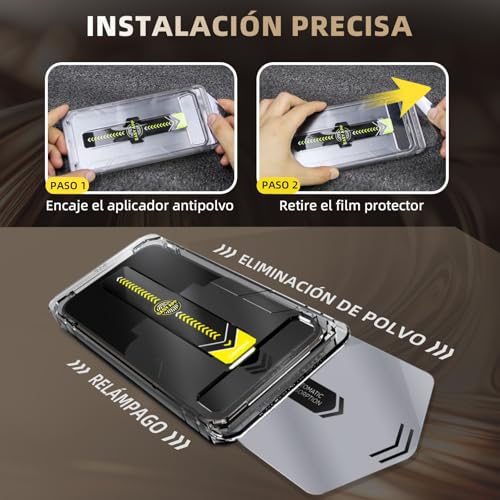 Película protectora de pantalla de vidrio 9h + de 3 piezas para iPhone, vidrio templado súper duro [resistente a la rotura de grado militar] con herramientas de instalación fáciles actualizadas (16pro max)