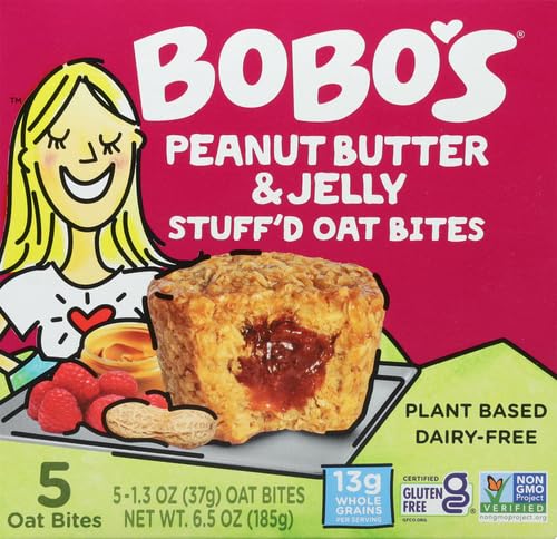 BOBO’S OAT BITES, PEANUT BUTTER & JELLY STUFFED, 1.3 OUNCE (5 COUNT BOX)