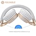 Riwbox IN5 Foldable Headphones with Microphone and Volume Control Stereo Folding Headset Strong Low Bass for iPhone ipad Smartphones Laptop Mp3/4 (White gold0