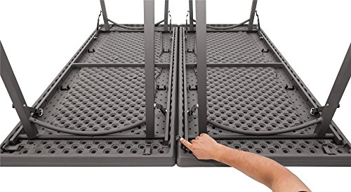 ZOWN Commercial 72” (6 ft.) 300 lb. Use Rate Rectangular Heavy Duty Blow Mold Banquet Folding Table with End of Table Seating, Brown - Thumbnail 7
