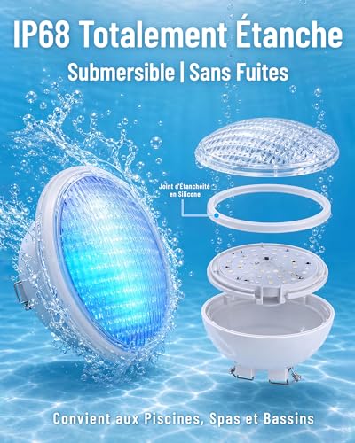 LED Pool Lamp PAR56 40W Waterproof IP68 RGB Submersible 12V | Remote control, 7 adjustable colors, 12 lighting modes