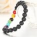 YUGDRUZY Mainbead 7inch Lava Stone Crystal Reiki Healing Balancing Natural Gemstone Round Beads Bracelet