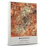 Waukesha Map Poster, Wisconsin Map Art Poster, Map