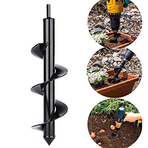 Auger Drill Bit, SuperThinker Steel Gardening Earth Auger Hole Digger For Planting Bedding Bulb Seedlings Plant Auger(3” x 9.8”) - Thumbnail 7