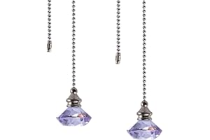 LONGSHENG Ceiling Fan Pull Chain Set - 2 pieces Purple Diamond Fan Pull Chains 20 Inch Ceiling Fan Chain Extender with Chain Connector Home Wedding Decor Ornament Pendant