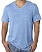 Mens Tri Blend V-Neck Tee Shirt, XL Blue Triblend