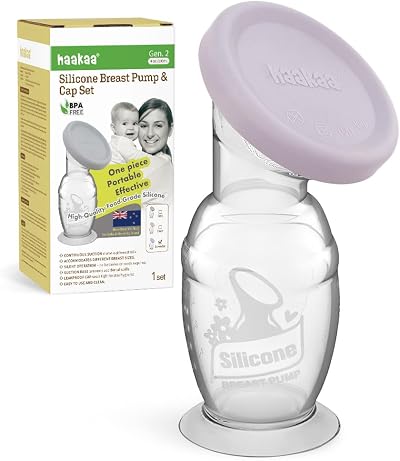 haakaa Manual Silicone Breast Pump with Suction Base Lavender 4oz/100ml