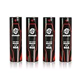 Ohmash O-B18650-40R 18650 Battery 2600mAh, 40A Flat Top 3.7V Rechargeable Li-ion Batteries for High Drain Devices With Free 18650 Battery Case/Holder (4Pack)