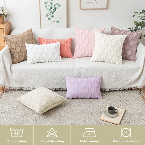 MIULEE Pure White Throw Pillow Covers 12x20, Set of 2 Christmas