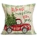 Asamour Xmas Vintage Wood Home Decor Pillowcase Christmas Letter with Beautiful Wreath Decorative Throw Pillow Case Cushion Cover 18’’x18’’ Set of 4,Red Truck,Christmas Tree (4 Pack Vintage Wood Xmas)