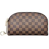 Women Coin Purse Shell Leather Coin Pouch Key Chain Small Makeup Bag (B)