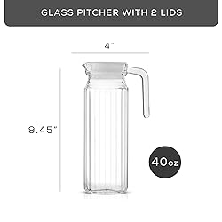 40oz Glass Pitcher with Lid (2 Lids) - Beverage