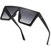 aisswzber Square Oversized Sunglasses for Women Men Fashion Flat Top Goggle