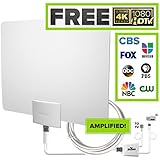 Mohu Leaf 50 Indoor HDTV Antenna, Amplified, 60 Mile Range, Original Paper-thin, Reversible, Paintable, 4K-Ready, 16 Foot Detachable Cable, Premium Materials for Performance, USA Made, MH-110599