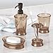 MetroDecor mDesign Bath Accessory Set, Soap Dispenser Pump, Toothbrush Holder, Tumbler, Soap Dish - 4 Pieces, Sand