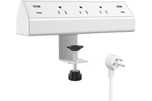 JGSTKCITY Desk Clamp Power Strip USB C,40W Fast Charging Station,2 PD 20W USB C Charger,Desk Edge Mount Power Strip 4 USB Ports 3 Widely Spaced Outlets Surge Protector,Fit 1.96" Tabletop Edge,ETL Listed