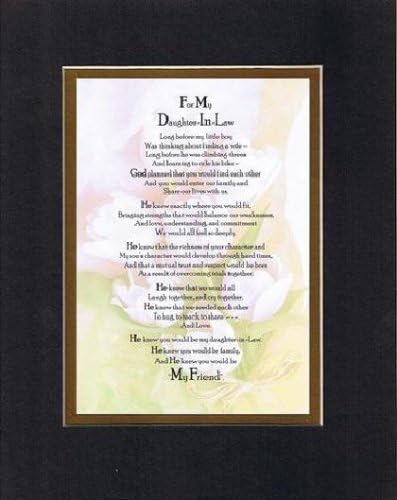 Touching and Heartfelt Poem for Daughters - To My Daughter-in-Law Poem on 11 x 14 Double Beveled Matting (Black on Gold)