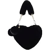 BIBDOO Furry Heart Shaped Purse for Women Cute Girls Shoulder Bag Crossbody Handbag