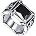 Men's Vintage Large Crystal Stainless Steel Dragon Claw Cross Ring Band Gothic Biker Knight Silver Black Size 11
