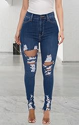 ZERMOM Women's Ripped Skinny Jeans Stretch Mid Rise