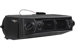 Lemoeyes Air Conditioning Evaporator, 12V 80W Universal Car Air Conditioner Car Evaporator 32 Pass 4 Way Coil 3 Flow Speed Under-Dash A/C Cool Unit for Car RV Truck (12V, Only Cooling, 4 Vents)