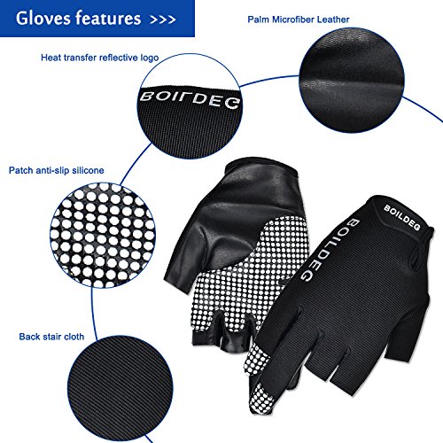 Elegant Choise Fishing Gloves, Boating Fish Gloves with 3 Fingerless Non-slip Breathable Sun Protection Gloves for Fishing,Hiking,Riding,Traveling (Black, L)