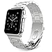 MoKo Compatible Band Replacement for Apple Watch, Stainless Steel Metal Replacement Band with Double Button Folding Clasp Fit iWatch 42mm 44mm Series 5/4/3/2/1 - Silver(Not Fit iWatch 38mm 40mm)