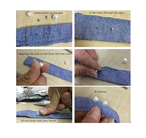 AKOAK 100 Set Pearl Rivet,Half Hole Faux Pearls Rivets Studs Buttons for Hat/Shoe/Clothes/Bag/Skirt/Bridal Veil DIY Accessories (8.0mm)