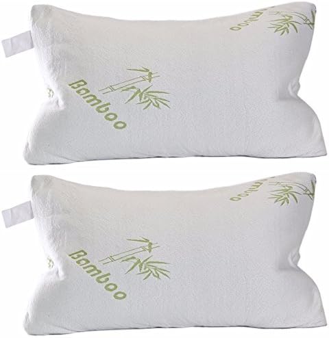 Original Bamboo Pillows - Set of 2 Queen Size - Shredded Memory Foam Pillow - Adaptable &amp; Customizable - Hypoallergenic Pillowcase