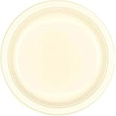 Vibrant Round Vanilla Creme Plastic Plates - 10" (Pack of 20) - Premium Quality Design, Ideal for Any Event or Party