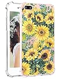 Sunflower iPhone 7 Plus Case Floral Print iPhone 8 Plus Protective Case with TPU Bumper iPhone Cover Case Clear Soft Flexible TPU Back Case