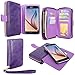 S6 Case, Galaxy S6 Case, Cellularvilla Galaxy S6 [wallet bag] Case, Pu Leather Flip [7 Card Slots] [Purse] Case, [Zipper Wallet] [Magnetic Detachable] Back Cover For Samsung Galaxy S6 (Purple)
