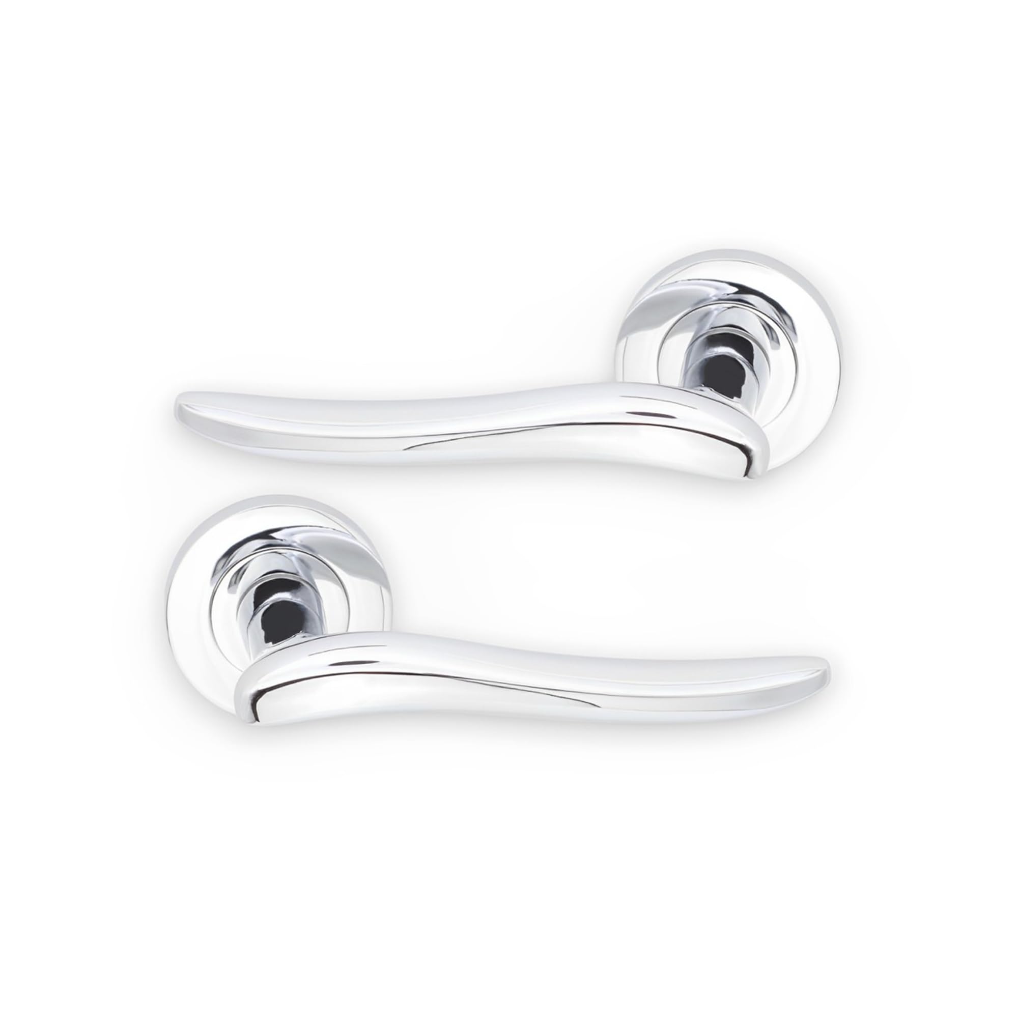 Infinity Decor Pair of Zinc Scarlet Lever Door Handles on Rose Set Polished Chrome Interior Door Pull Handles – for Home and Office Use