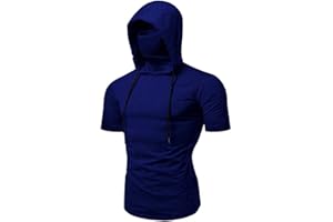 SSDXY Mens Face_Cover Button Sports Sleeveless/Short/Long Sleeve Vest Hooded Splice Large Open-Forked Male Tank Tops Shirt Blouse