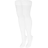 NuVein Medical Compression Stockings, 20-30 mmHg Support, Women & Men Thigh Length Hose, Closed Toe, White, X-Large