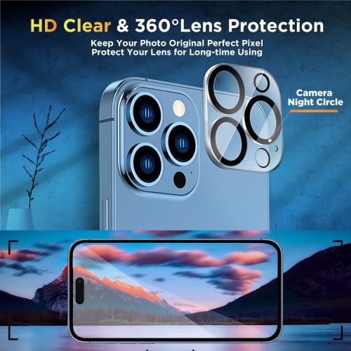 NatuBeau 3 Pack Screen Protector Compatible with iPhone 14 Pro with 3 Pack Camera Lens Protector, iPhone 14 Pro Screen Protector Tempered Glass, 6.1 inch