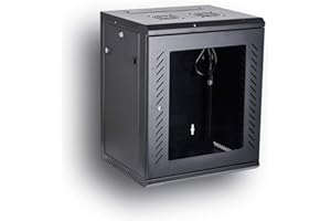 Kenuco 12U Wall Mount Rack Server Cabinet Data Network Enclosure 19-Inch Server Network Rack With Locking Glass Door 16-Inche