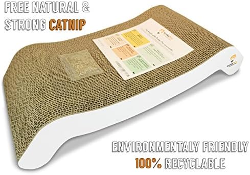 Cat Scratcher–Large Scratching Area,100 % Recyclable, Ergonomic Design, Different Configurations-Long Lasting cardboard. Use as a scratching post. Eureka Pets best of all cat scratchers