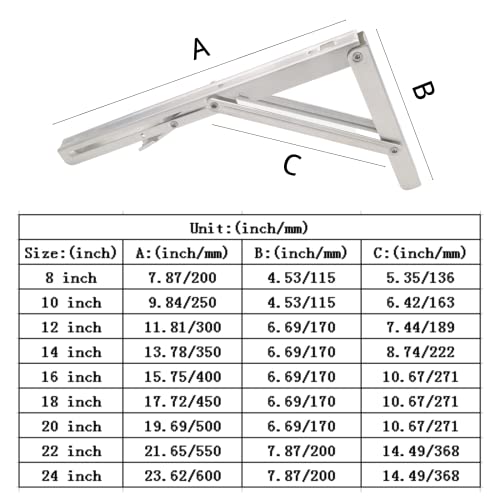 Folding Shelf Brackets 24 inch Heavy Duty,Max Load 550 lbStainless