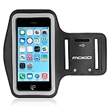 iPhone SE / 5 / 5S / 5C Armband, MoKo Protective Sports Armband for Apple iPhone SE / 5 / 5S / 5C, Key Holder & Card Slot, Water Resistant, Sweat-proof, Perfect Earphone Connection while Workout Running, BLACK