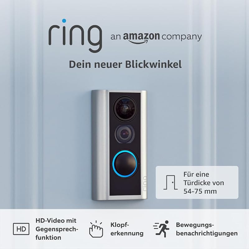Video-Türspion (Door View Cam) | Für eine Türstärke von 54–75 mm (Empfohlene Version) | Kabellose Türklingel-Sicherheitskamera mit 1080p-HD-Video | 30-tägige kostenlose Testphase für Ring Home