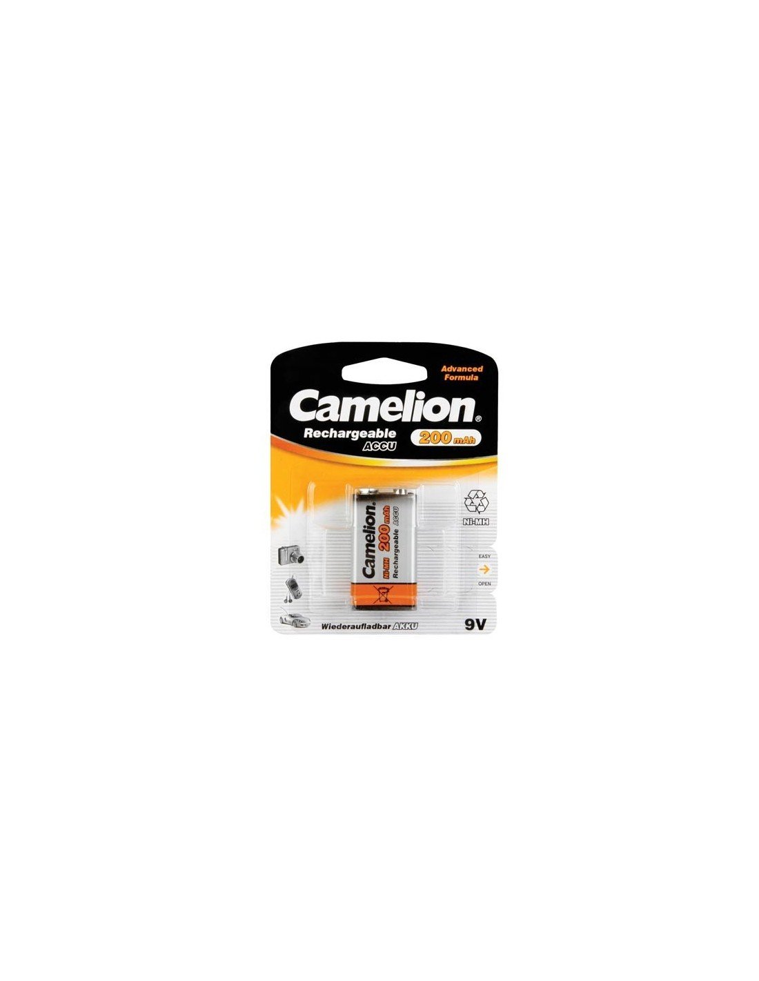 Camelion 9 V Battery NiMH 200 mAh Quick Charge, E-Block 1 BLISTER PACK (Pack of 1)
