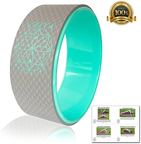 KRIYA Yoga Wheel - Empower your Practice in Comfort, Improve Back Flexibility, Balance, and Core Strength! teal/ Aqua with gray