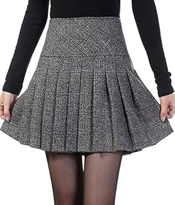 chouyatou Women's Casual Plaid High Waist A-Line Pleated Skirt