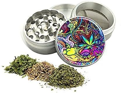 SaleZzing - Psychedelic design 1.65" / 42mm Aluminum Tobacco And Herb Grinder 4 Parts That Has Fashion Design On And Covered With Crystal Clear Doming