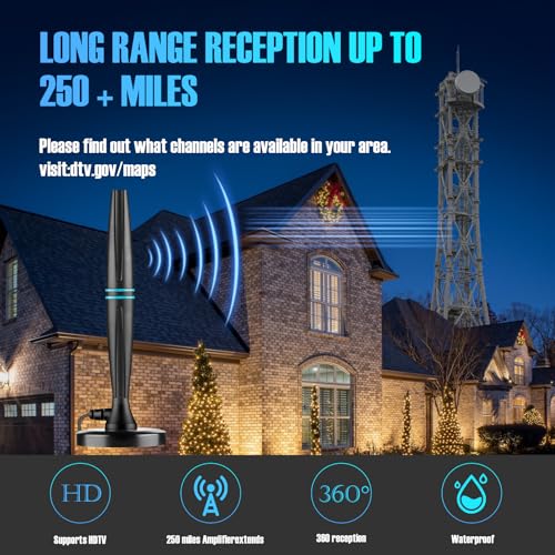 TV Antenna for Smart TV Indoor,TV Antenna for Local Channels | Support 4K 1080p with Signal Booster Antenna TV Digital HD Indoor & Outdoor-Cylindrical Antenna