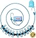 ITOWE Travel Elastic Clothesline Camping Clothes Lines Adjustable Clothes Rope with 12pcs Clothespins Portable Clothesline with Clips for Outdoor Wind-Proof Clothesline Indoor Clothes Lines Blue