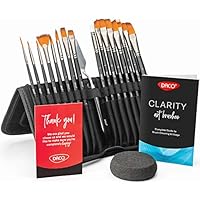 Daco Acrylic Paint Brushes Clarity, 15pcs+1 Paint Brush Set with Carry Case, Includes Painting Knife and Sponge - for Acrylic Paint, Watercolor Paint, Oil Paint, for Artists, Adults and Kids